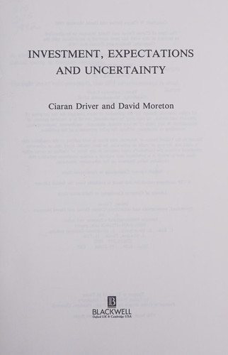 Couverture : Investment, expectations, and uncertainty