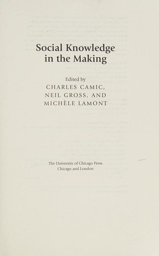Couverture : Social knowledge in the making