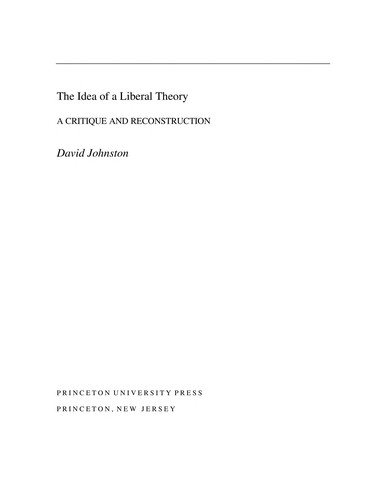 Couverture : The idea of a liberal theory
