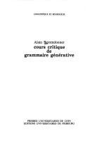 Couverture : Cours critique de grammaire générative