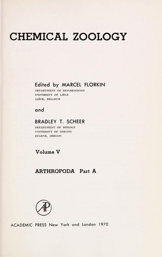 Couverture : Chemical Zoology: Echinodermata, Nematoda, and Acanthocephala