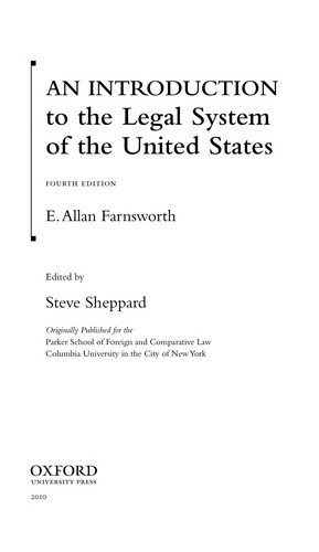 Couverture : An introduction to the legal system of the United States