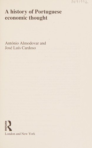 Couverture : A history of Portuguese economic thought