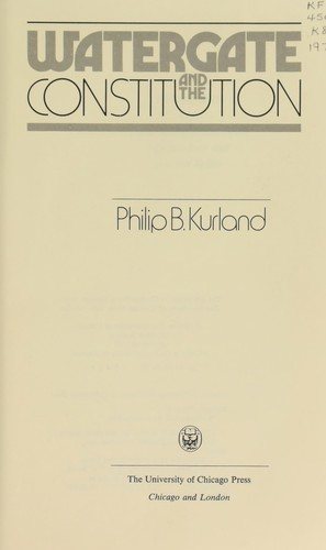 Couverture : Watergate and the constitution