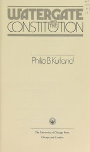 Couverture : Watergate and the constitution