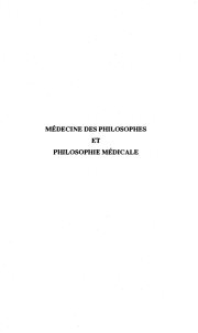 Couverture : Médecine des philosophes et philosophie médicale