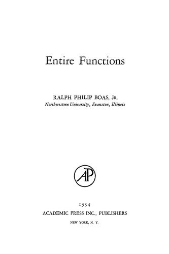 Couverture : BOAS ENTIRE FUNCTIONS