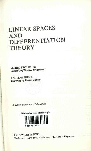 Couverture : Linear spaces and differentiation theory