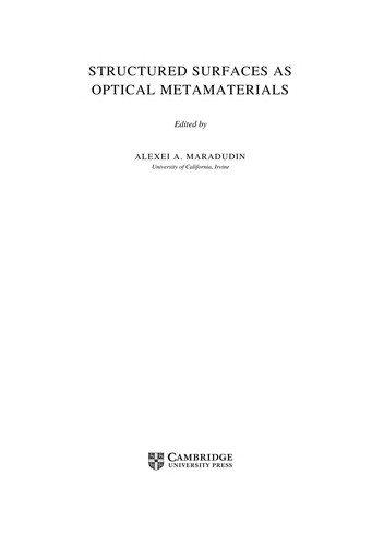 Couverture : Structured surfaces as optical metamaterials