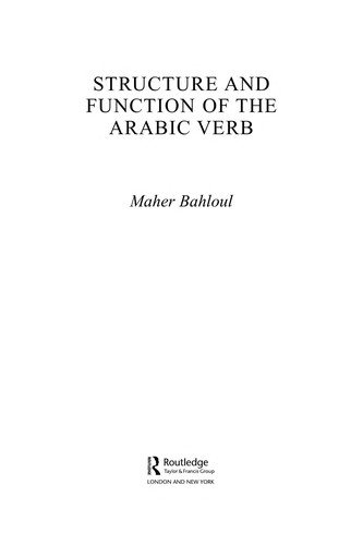 Couverture : Structure and function of the Arabic verb