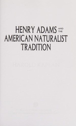 Couverture : Henry Adams and the American natural tradition