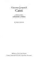 Couverture : Canti