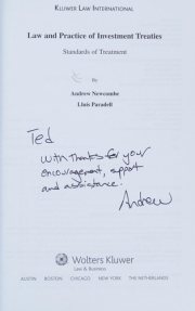 Couverture : Law and practice of investment treaties