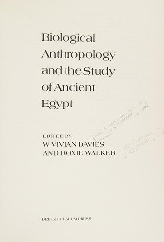 Couverture : Biological anthropology and the study of ancient Egypt