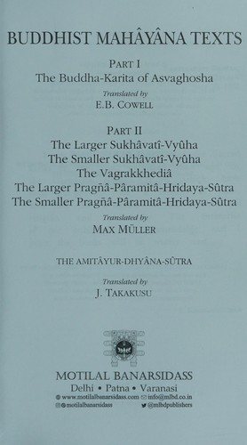 Couverture : Buddhist Mahayana Texts (Sacred Books of the East, Vol. 49)