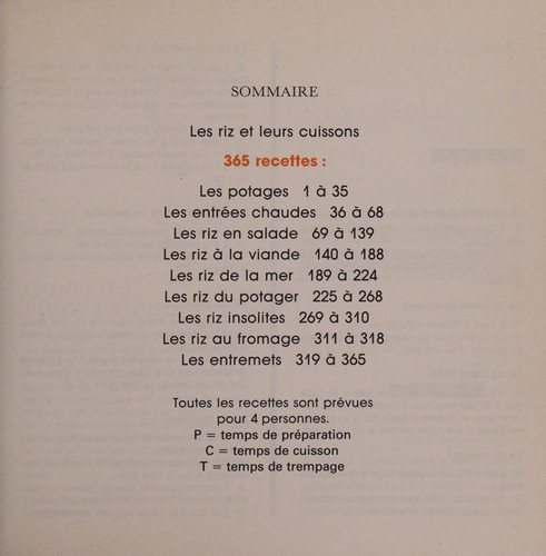 Couverture : 365 recettes de riz