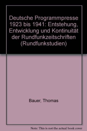 Couverture : Deutsche Programmpresse, 1923 bis 1941