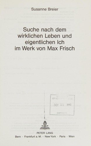 Couverture : Suche nach dem wirklichen Leben und eigentlichen Ich im Werk von Max Frisch