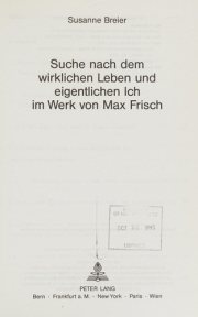 Couverture : Suche nach dem wirklichen Leben und eigentlichen Ich im Werk von Max Frisch