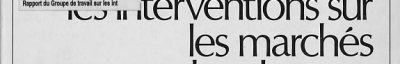 Couverture : Rapport du Groupe de travail sur les interventions sur les marchés des changes
