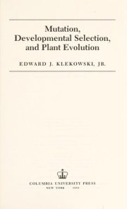 Couverture : Mutation, developmental selection, and plant evolution