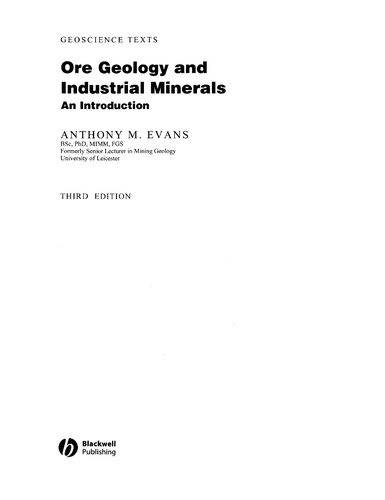 Couverture : Ore geology and industrial minerals