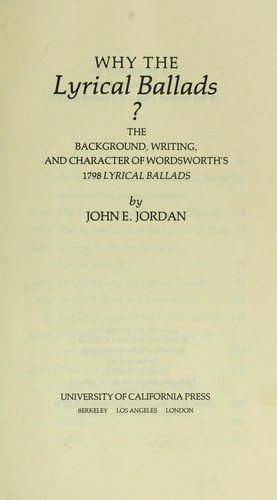 Couverture : Why the Lyrical ballads?