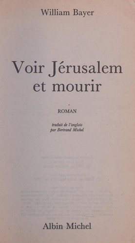 Couverture : Voir Jerusalem et mourir