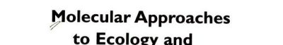 Couverture : Molecular approaches to ecology and evolution