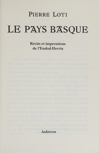 Couverture : Le pays basque