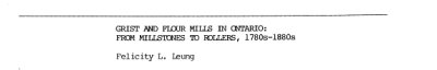 Couverture : Grist and flour mills in Ontario