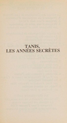 Couverture : Tanis, les années secrètes