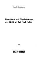Couverture : Sinneinheit und Sinnkohärenz des Gedichts bei Paul Celan