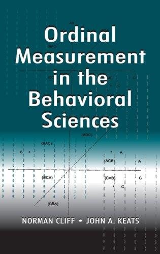 Couverture : Ordinal measurement in the behavioral sciences