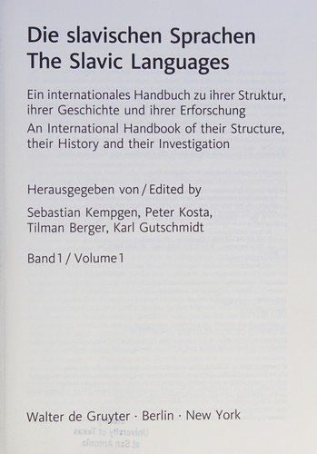 Couverture : Die slavischen sprachen