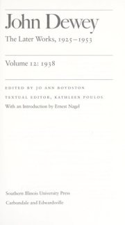 Couverture : John Dewey: The Later Works, 1925-1953