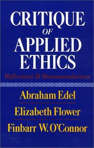 Couverture : Critique of applied ethics