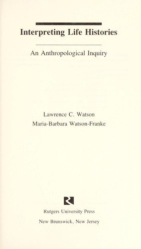 Couverture : Interpreting life histories