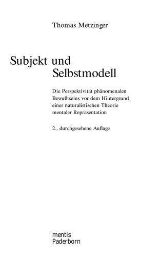 Couverture : Subjekt und Selbstmodell