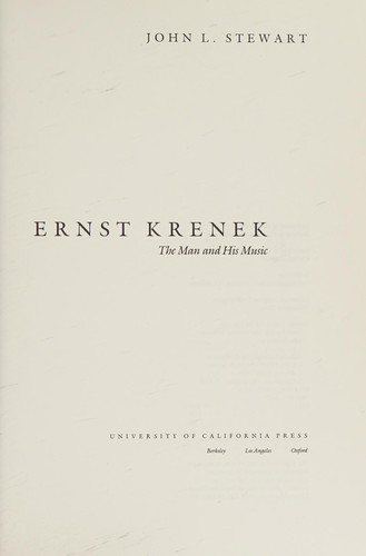 Couverture : Ernst Krenek