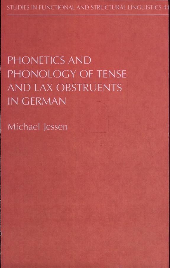Couverture : Phonetics and Phonology of Tense and Lax Obstruents in German