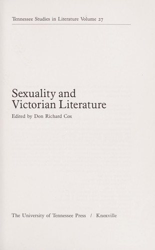 Couverture : Sexuality and Victorian literature