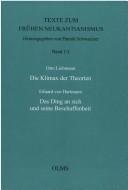 Couverture : Die Klimax der Theorien