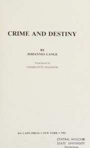 Couverture : Crime and destiny
