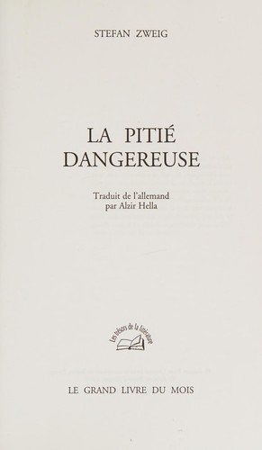 Couverture : La pitié dangereuse
