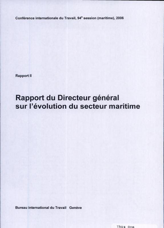 Couverture : Rapport du Directeur général sur l'évolution du secteur maritime