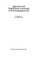 Couverture : Allgemeine und vergleichende Archäologie als Forschungsgegenstand
