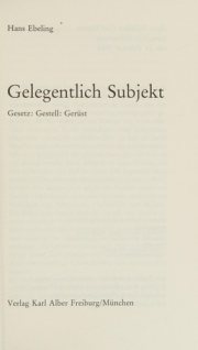 Couverture : Gelegentlich Subjekt