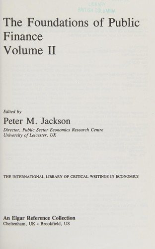 Couverture : The foundations of public finance