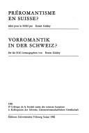 Couverture : Préromantisme en Suisse?
